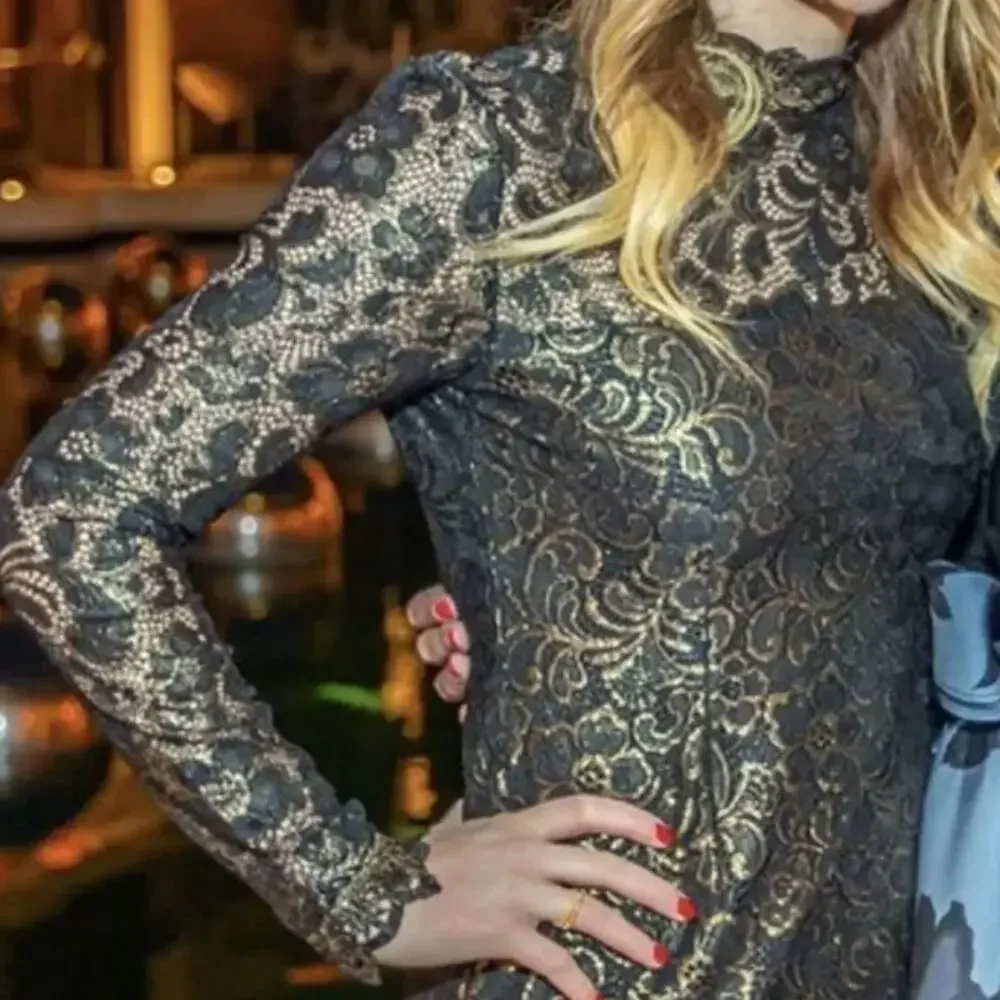 Rachel Zoe Black Lace Mini Dress Size 2 Designer Cocktail Metallic Sheath $465 - Picture 12 of 13